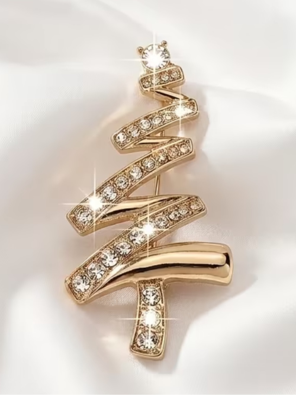 Gold Crystal Christmas Tree Brooch - Women Jewelry new in box